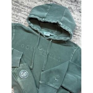 GOAT USA Hoodie Unisex XS Green Garment Dyed Embroidered Pullover GSXYH23105Y